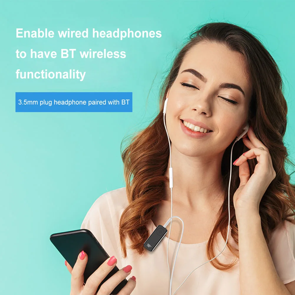 BT 5.3 Jack Audio Receiver Wireless 3.5mm AUX Adapter with LED Battery Display for Speaker/Home Stereo/Wired Headphones