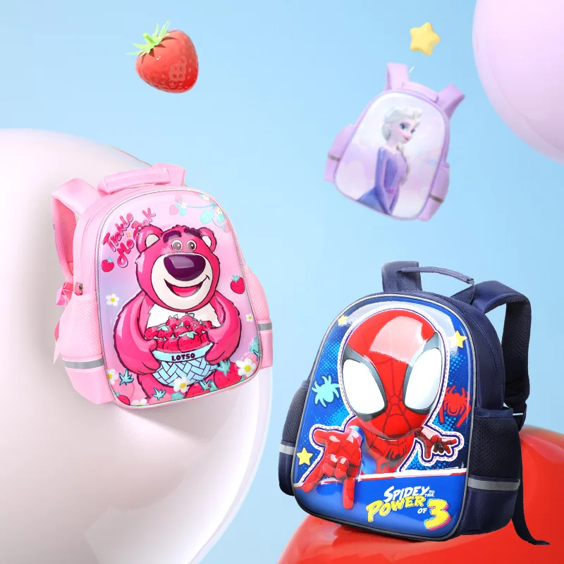 Disney Frozen Lotso Kindergarten Bags For Girls Boys Spider Man Student Shoulder Orthopedic Backpack Large Capacity Gift Mochila