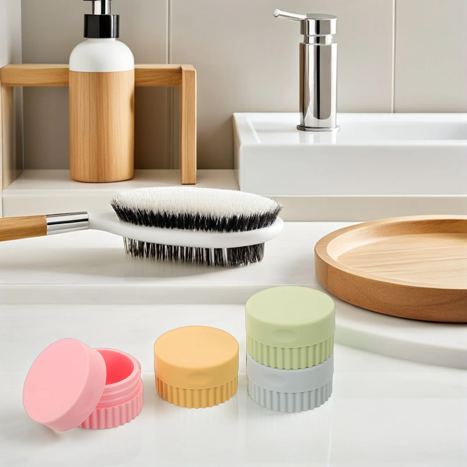 

4pcs Silicone Cream Jars Leak-Proof Travel Containers Sealing Lids Compact Lightweight Makeup Lotion Face