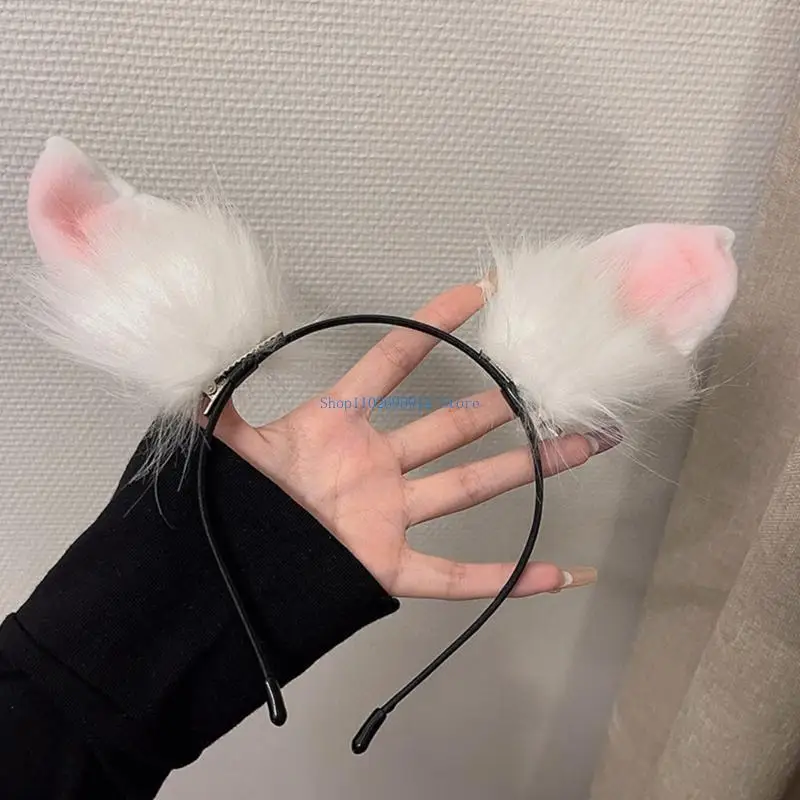 

N7YE Cartoon Rabbit Headbands Furry Bunny Hair Hoop Plush Anti-slip Hairband for Washing Face Makeup Hair Accessories