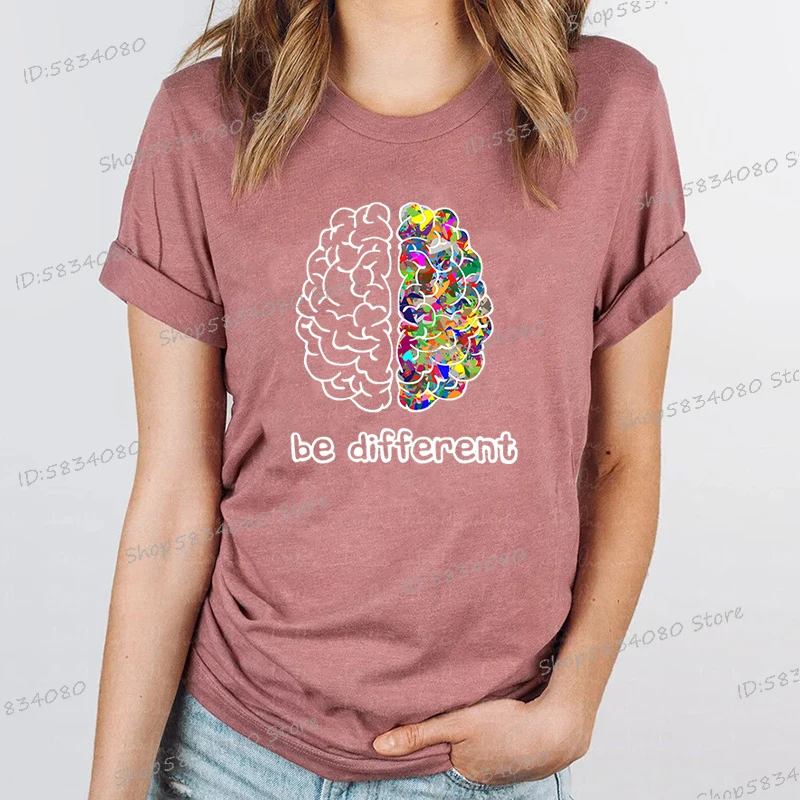 Autism Awareness Day Essential Tshirt Autist Brain Be Different Graphic T Shirts Autism Awareness Crew Neck Short Sleeve T-shirt