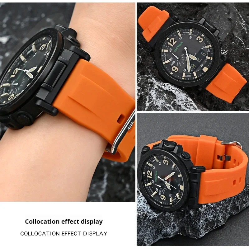24 مللي متر YPM الشد سيليكون حزام ل كاسيو PROTREK سلسلة PRG-650Y 600 PRW-6600 GA-2000 الرجال الرياضة مقاوم للماء حزام (استيك) ساعة سوار