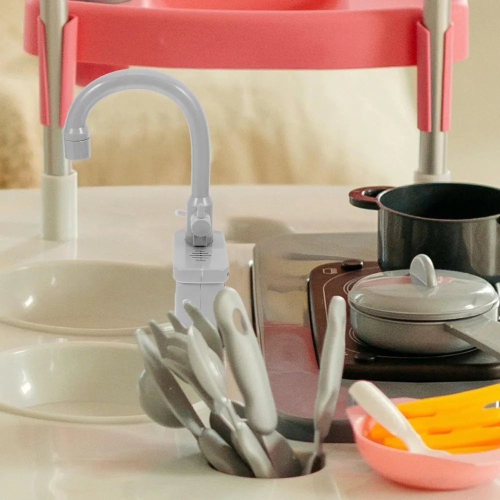 Brinquedo de substituição de torneira de cozinha rotativa com simulação de água corrente torneira de pia de cozinha brinquedo de torneira de plástico
