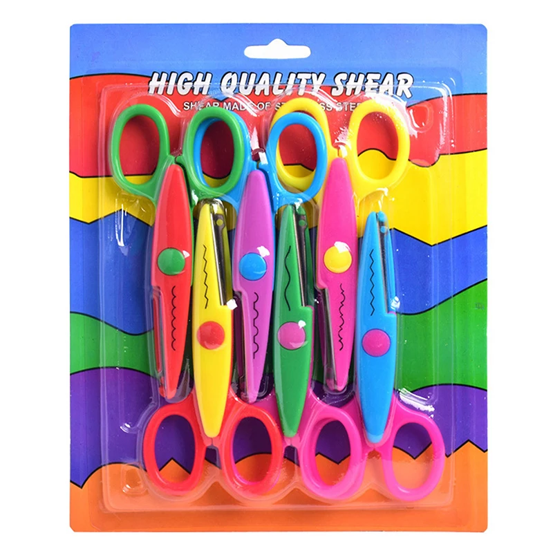 6pcs/Set Scissors Wavy Pattern Paper Cutter DIY Handmade Tools Paper Craft Kawaii Card Photo Scissors Kids Gifts Office Supplies