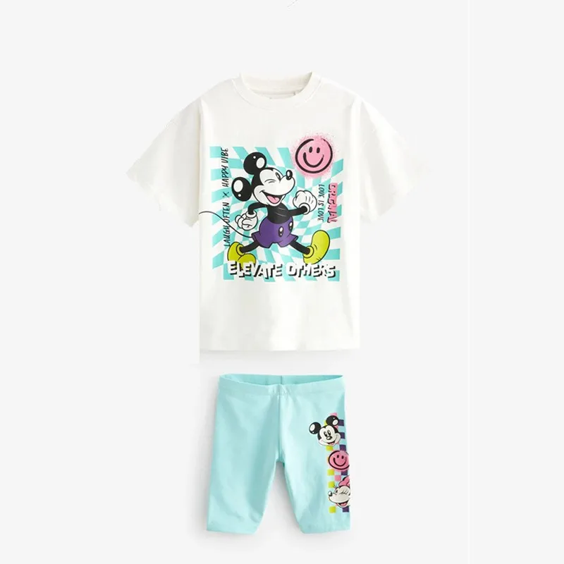 Mickey Mouse Cartoon T-shirt Outfits Summer Boys Clothes Tracksuit Popular Design Children's Wear Set Short Sleeve Tees + Shorts image 2
