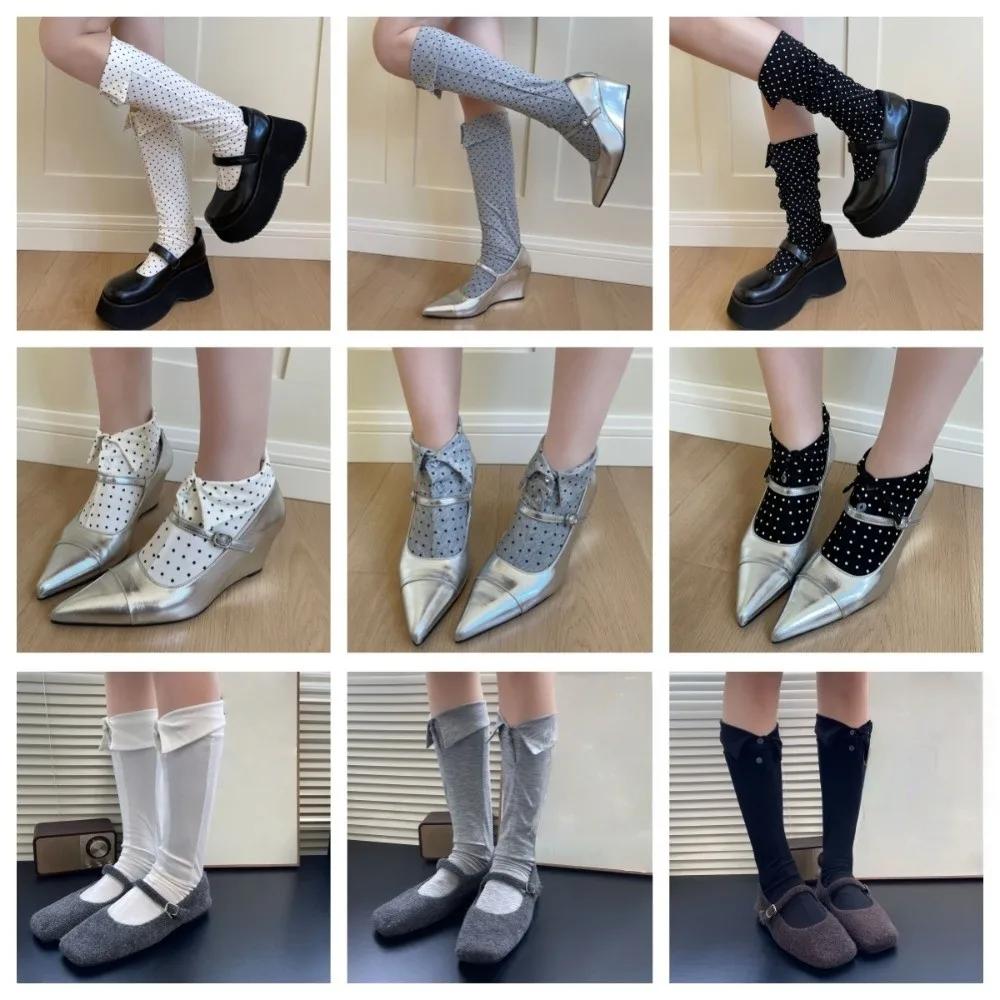 Fashion Button Flip Collar Socks Lapel Novelty Polka Dot Socks Patchwork Creative Short Ankle Socks Female