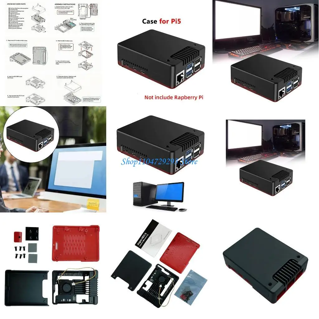 

Y2GD ARGON Aluminum Case Enclosure for RPi 5 Mainboard Protector Box Housing