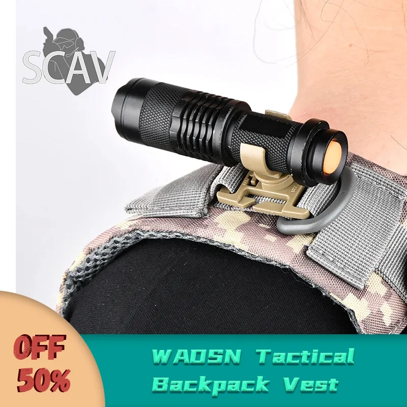 

WADSN Tactical Backpack Vest Molle System Shoulder Flashlight Outdoor Lighting High Brightness Flash Rotatable Mountaineering