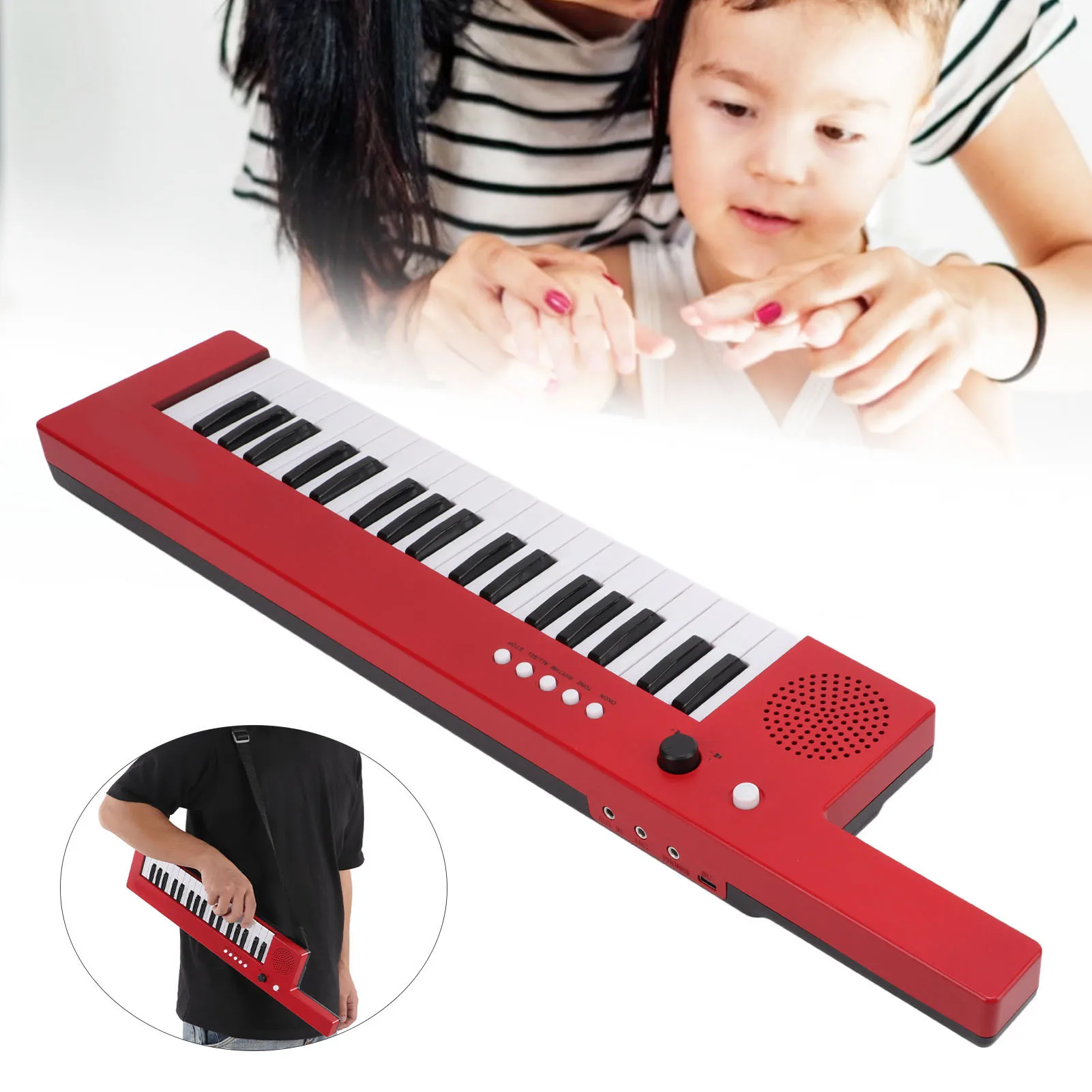 37 Key Keyboard Piano Portable Guitar Electronic Organ Mini Keytar Education Musical Instrument Guitar Keyboard Electronic Organ