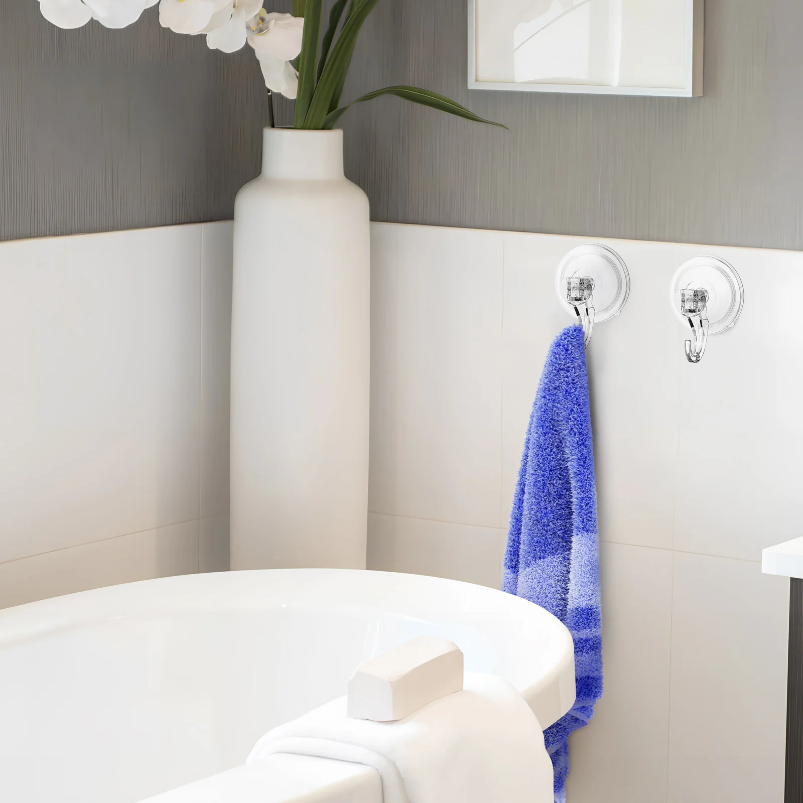 

4 Pcs Suction Cup Hooks Heavy Duty Clear Pet Material Wall Hanging Bathroom Kitchen Shower Towel Rack No Drill Strong Adhesive