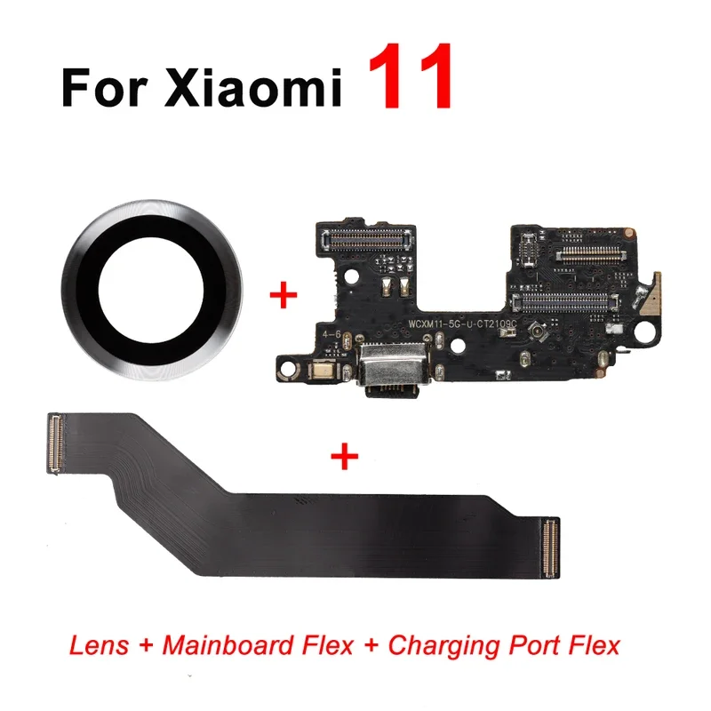 

USB Dock Charging Connector Flex Cable For Xiaomi 11 Mainboard Connector Board Flex Back Camera Glass Lens Repair Part