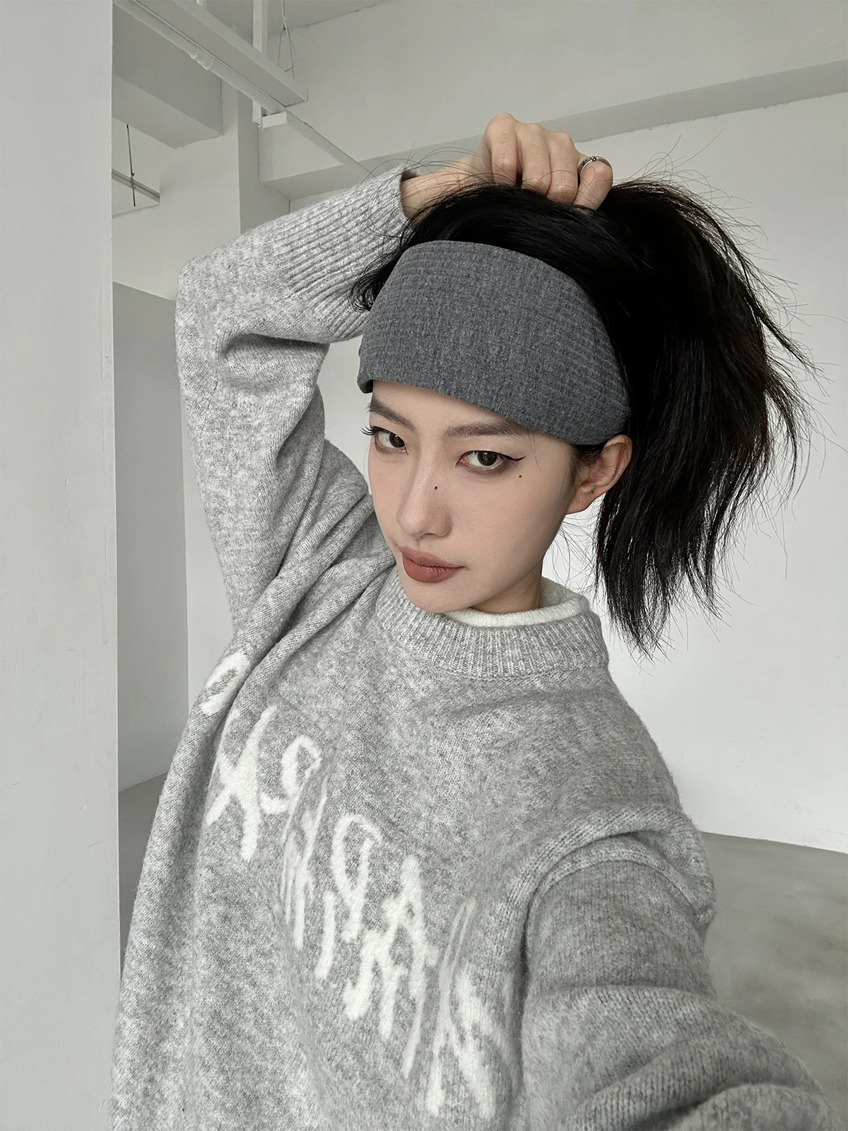 

Bla вязаный свободный крой круглый свитер Ne, искусственный двухсекционный женский осенне-зимний модный удобный теплый длинный топ све