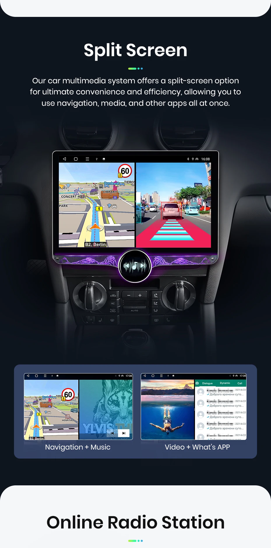 Junsun 11,5 Zoll 2K Touchscreen Kabelloses CarPlay für Apple Universelles Autoradio Android Auto Stereo Multimedia-Videoplayer Intelligente Fahrzeugsysteme 2 Din Autoradio-Haupteinheit GPS-Navigation BT 4G WIFI 8-Kern FM AM DSP RDS SWC DAB – Detail 15