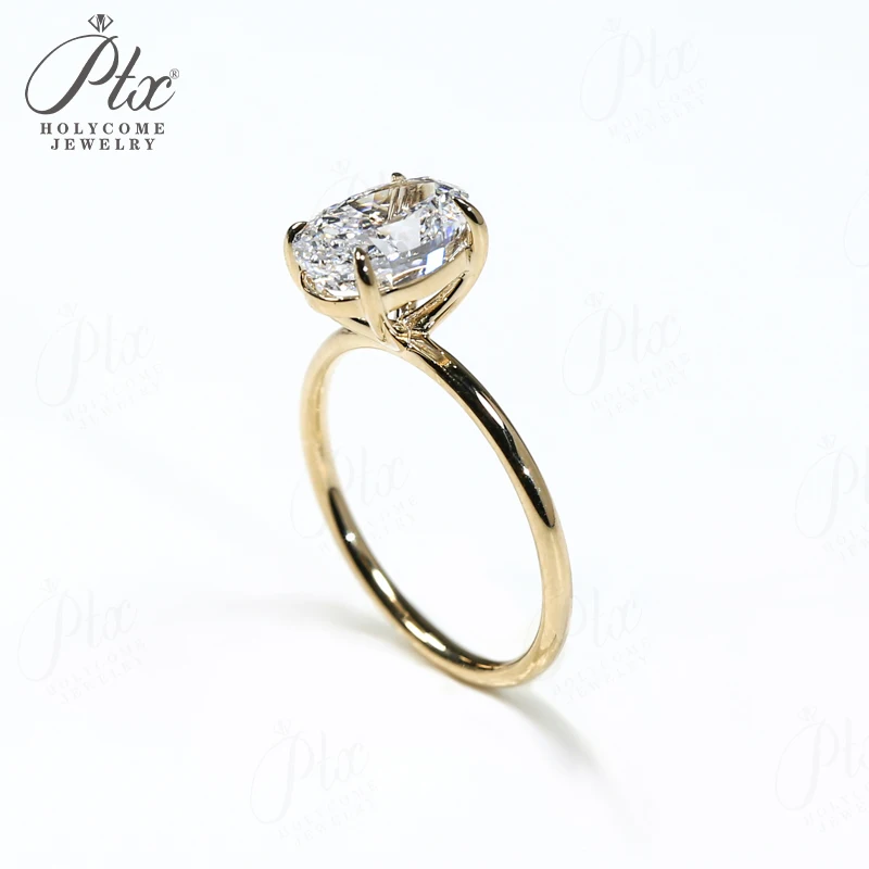 3CT خاتم مويسانيتي شكل بيضاوي شوكات مجموعة سحق قطع الجليد 10K 14K 18K الذهب 925 الفضة الفرقة الزفاف الفرقة الكلاسيكية الحب الأبدي