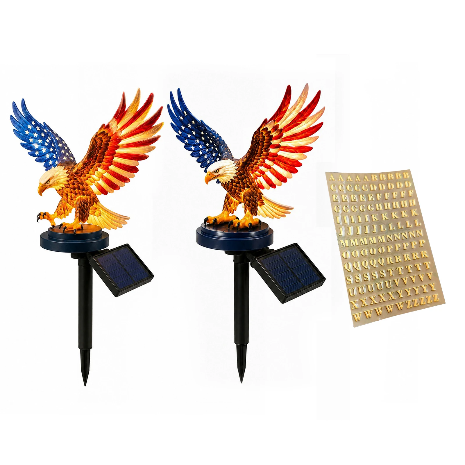 Solar Powered LED Garden Eagle Lamp America 250th Anniversary Garden Lights Eagle Garden Stakes for Memorial Day Decor