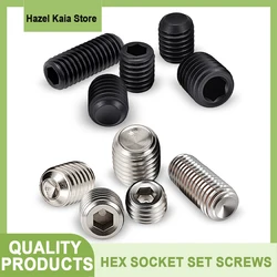 10 - 100pcs DIN916 304 Stainless Steel Grade 12.9 Carbon Steel Hex Socket Set Screws Grub Screw Bolt M1.6 M2 M2.5 M3 M4 M5 M6 M8