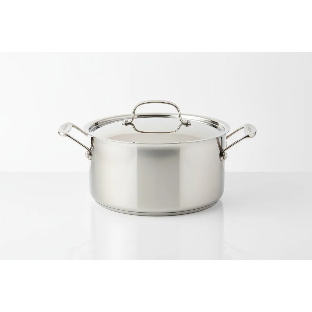 

Кастрюля из нержавеющей стали премиум-класса на 6 литров с крышкой — ровный распределение тепла, разлив без капель для домашних повара