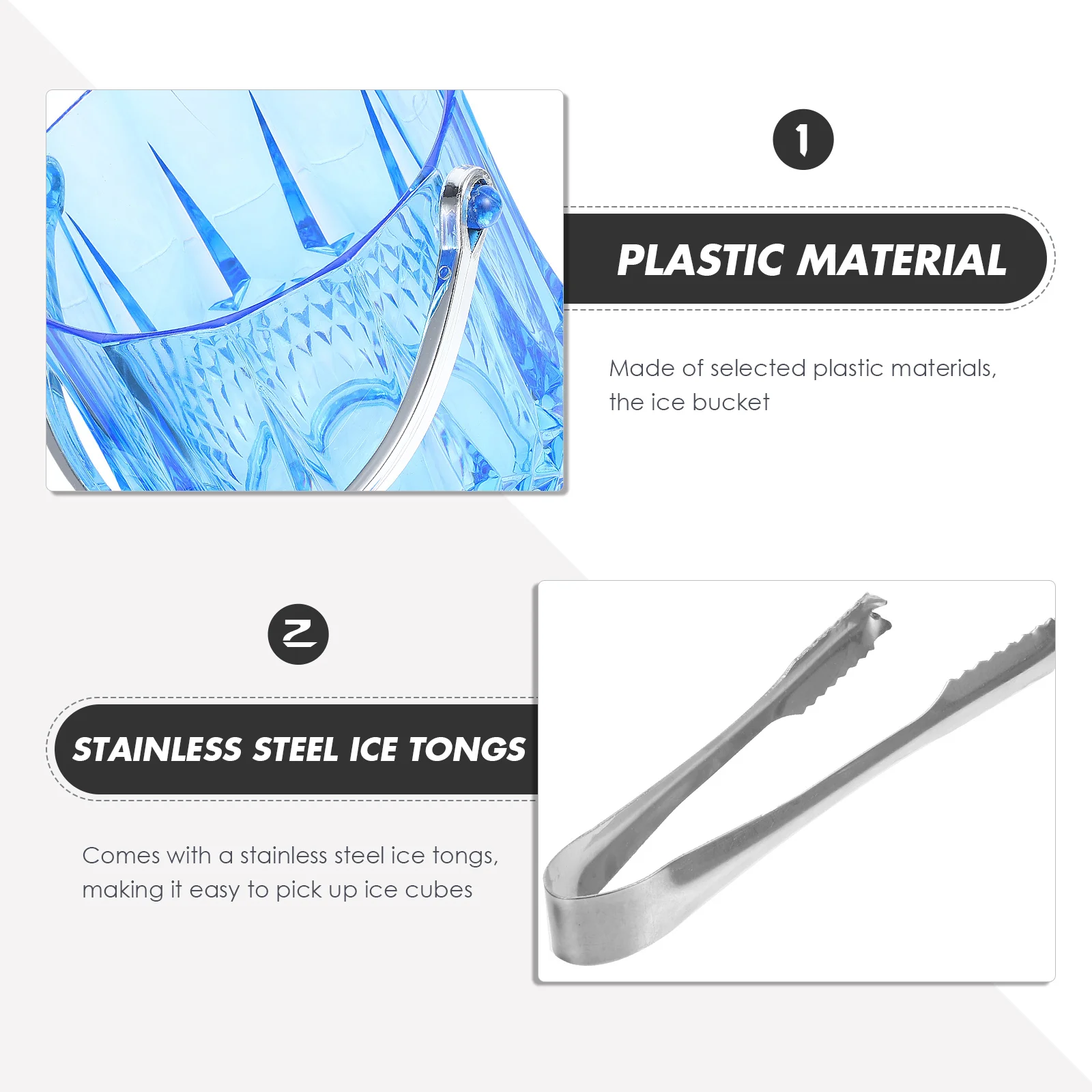 

1150ml Ice Bucket Clip Set Small Beer Barrel Home Party Clear Container Stainless Steel Tongs Practical Desktop Bar Tool