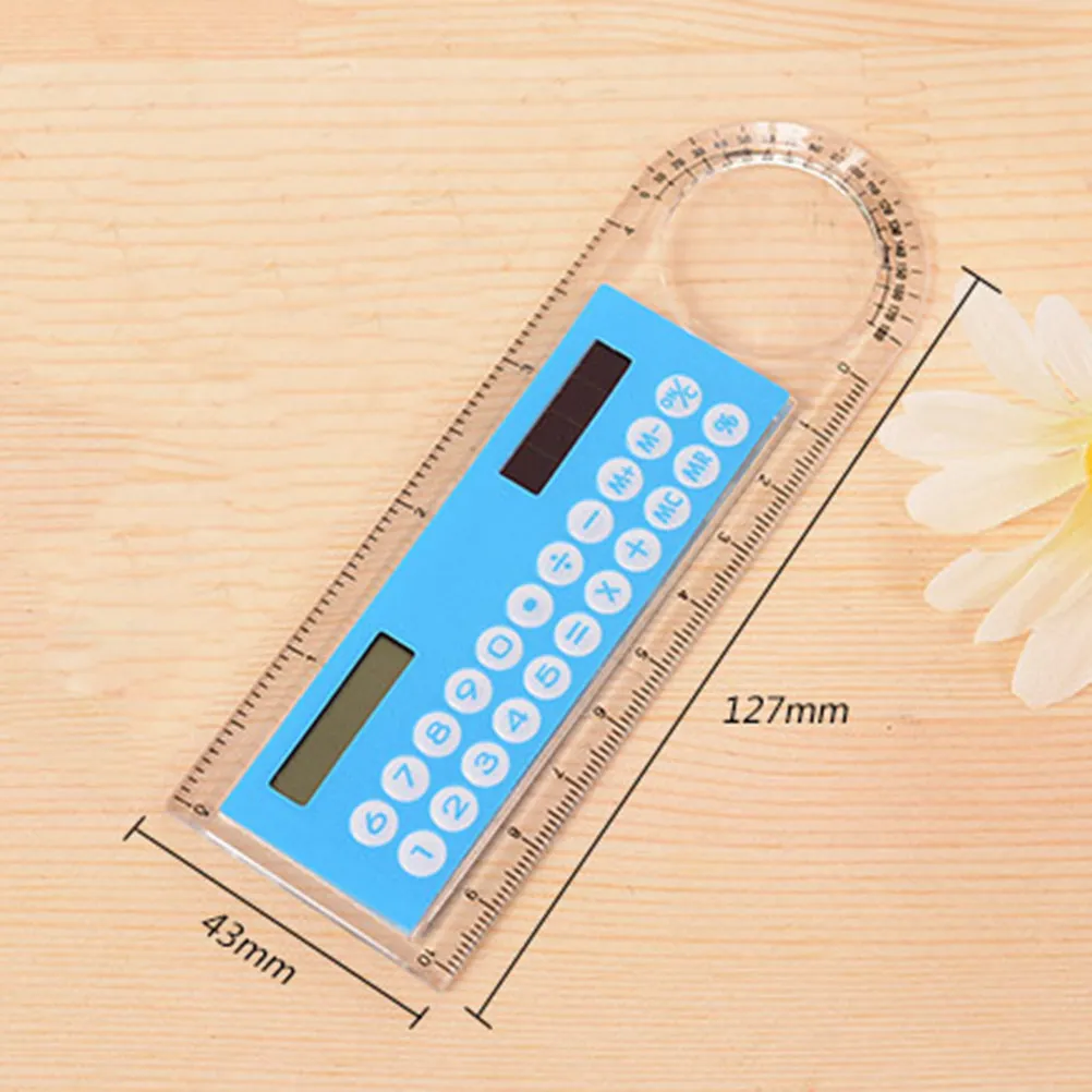 Portable Mini Ruler Calculator Multifunction Digital 10CM Compact Slim Design Stationery School Office