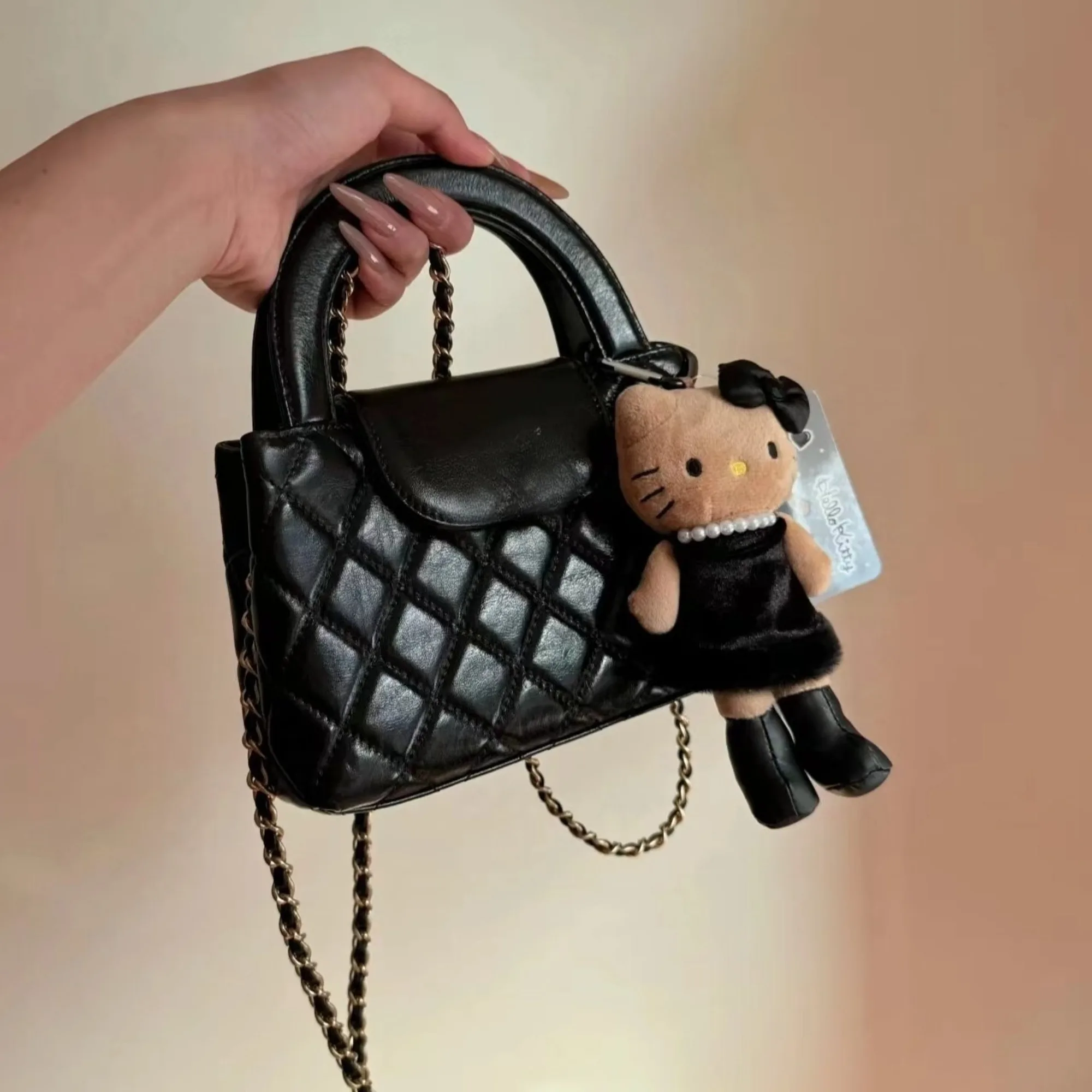 귀여운 산리오 긴 다리 헬로키티 검은 피부 플러시 키체인 펜던트 귀여운 만화 11/13/16CM 인형 장난감 백팩 펜던트 선물