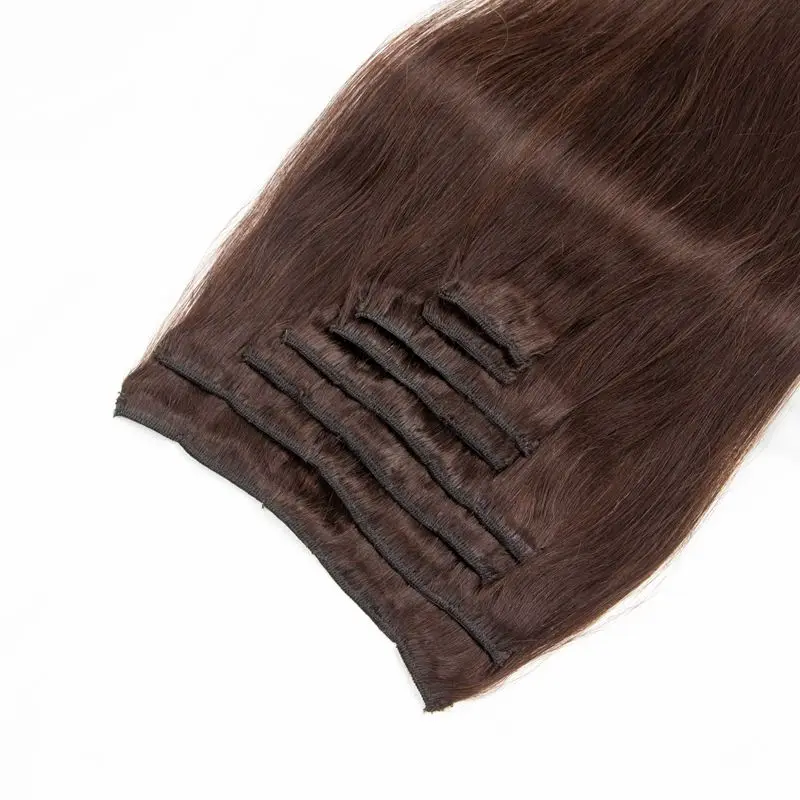 Boymia クリップインヘアエクステンション人毛ダブル横糸 7 個クリップイン本物の自然なマシンレミーストレートエクステンションボリュームを追加するため