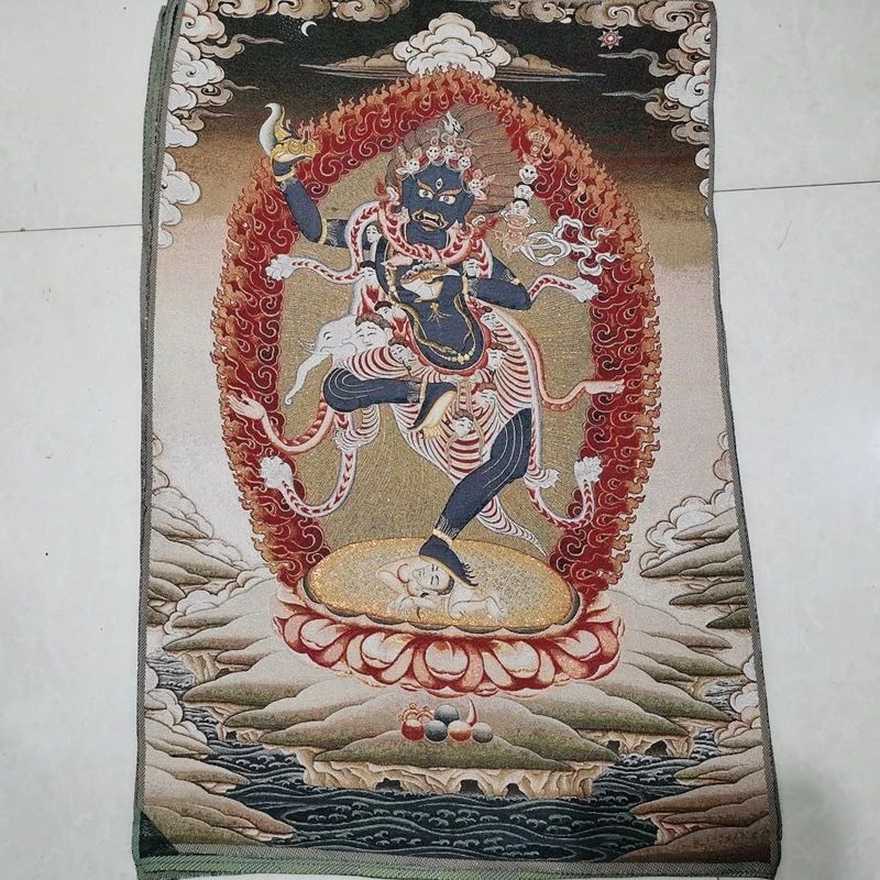 Tibet Tibetan Cloth Silk Black Wrathful Dakini Thangka Tangka Embroidery Painting Embroidery Hanging Pictures