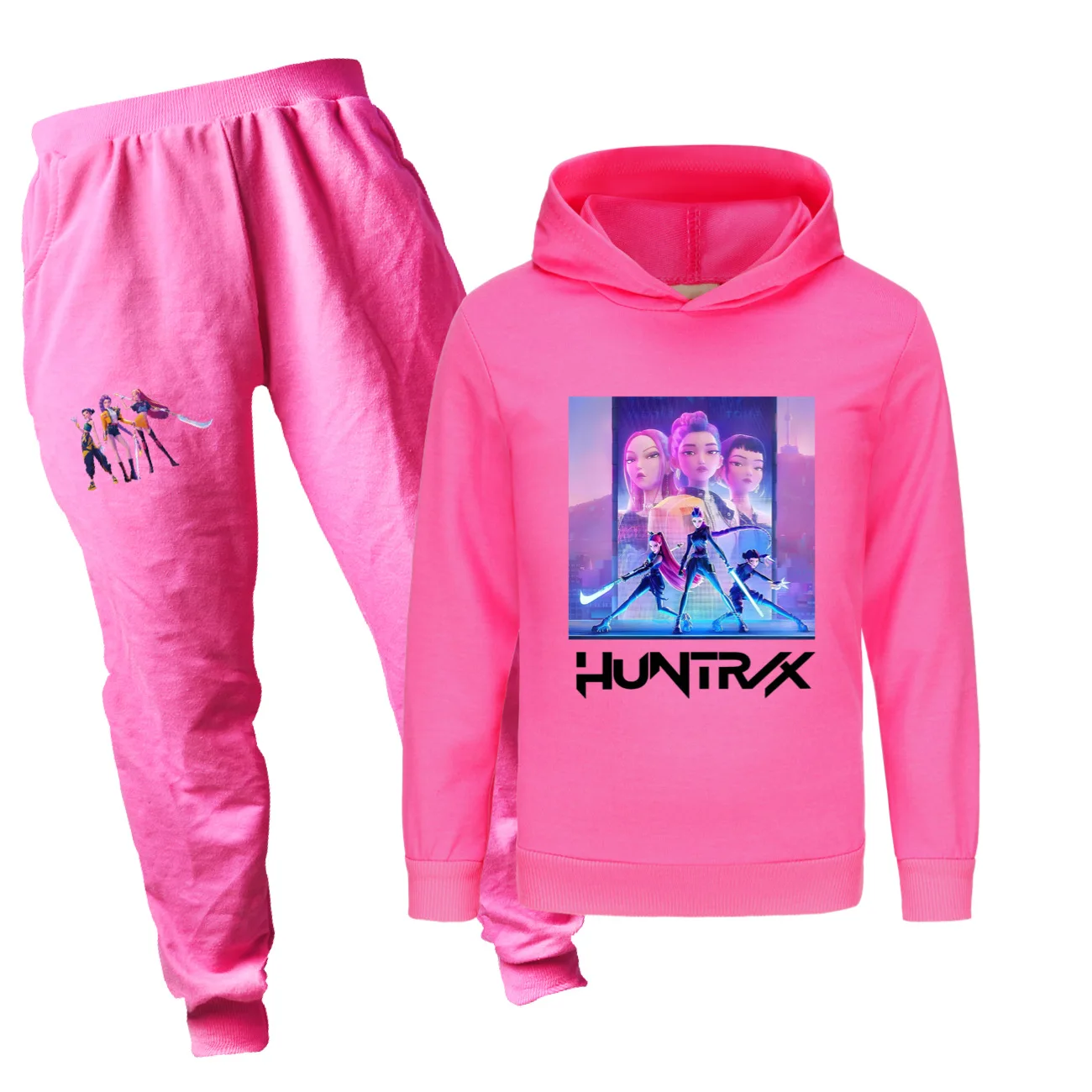 

KPop Demon Hunters Huntrix комплект из 2 предметов: толстовка с длинными рукавами и штаны, одежда с героями мультфильмов для маленьких девочек и мальчиков-подростков