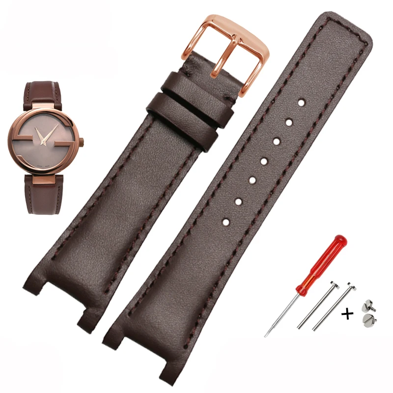 20*12mm 22*14mm Genuine Leather Watchband For GC Bracelet YA1332 1333 1335 Series Guess Car-tier PASHA Men Women Notched Strap