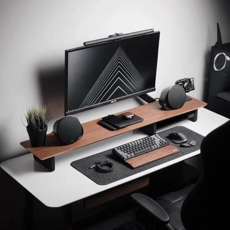 Z1 Monitor Height Increasing Rack Office Luxury Desk Setup E-sports Room Monitor Bracket Wooden Screen Stand with Compartments
