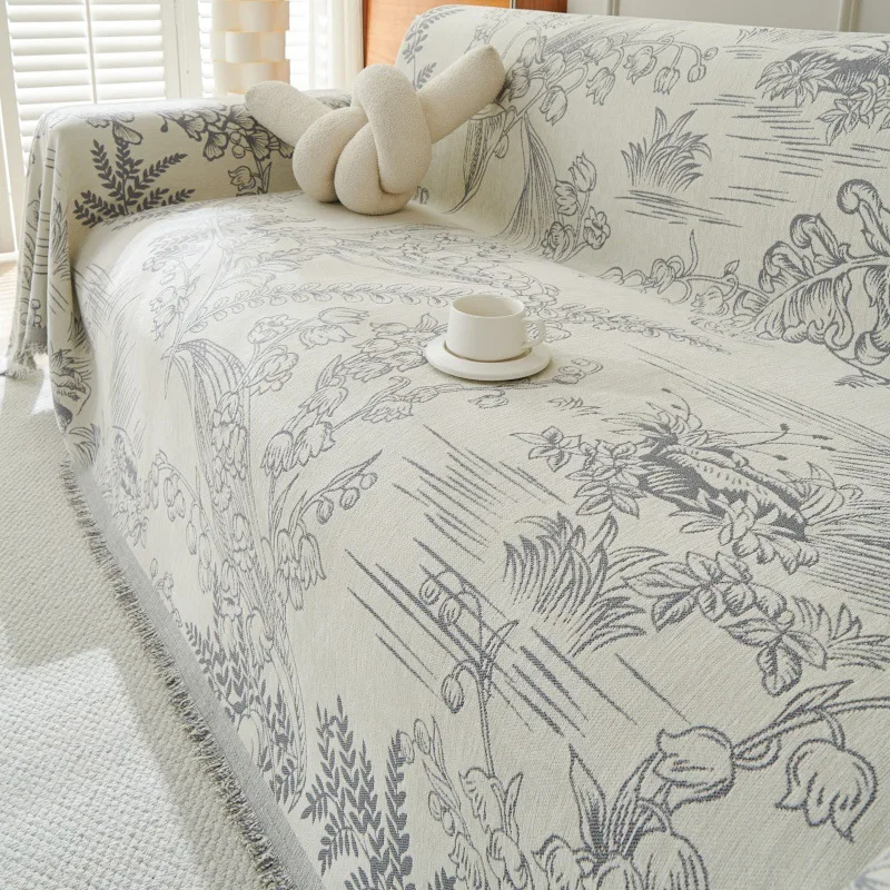 High-end Chenille Sofa Cover Four Seasons Universal Solid Color Double-sided High-quality Feel Fabric Cross-border Popular
