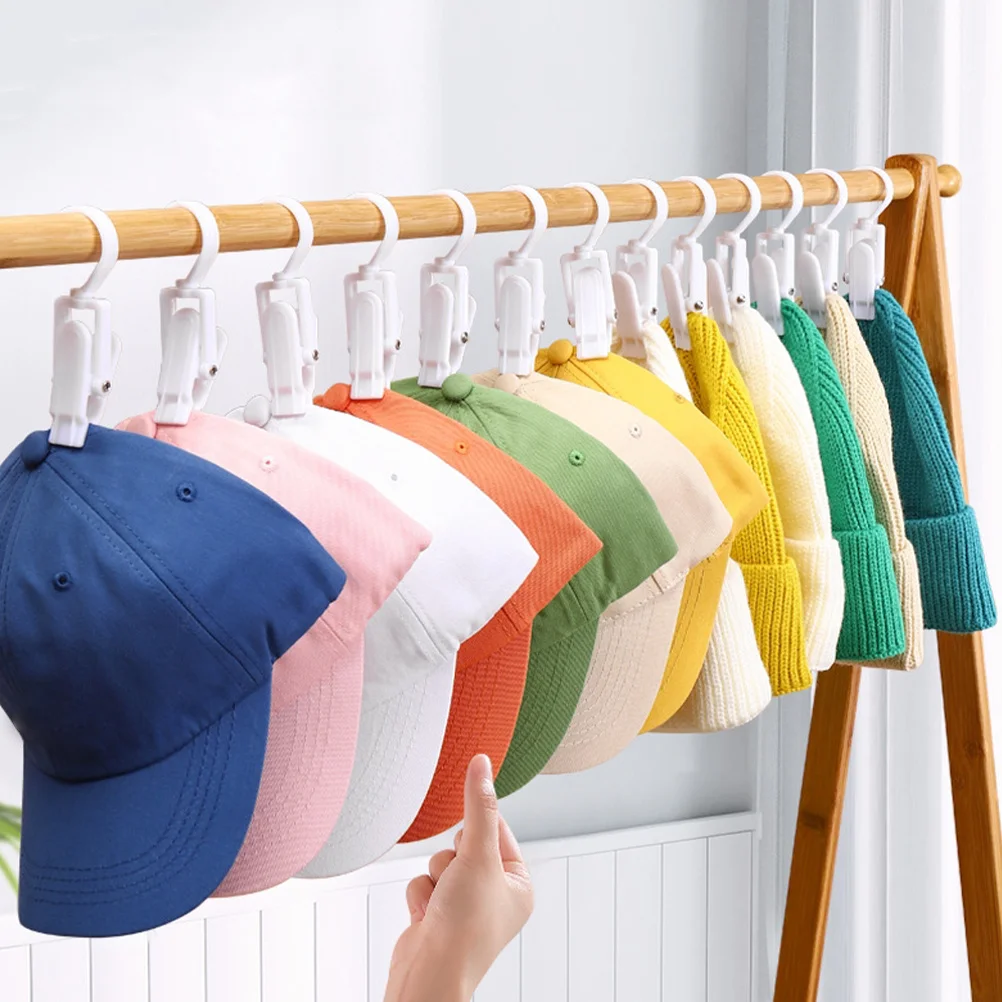 

20Pcs Plastic Rotating Hanging Clips Multi-Function Laundry Clothes Hook Clips Travel Home Hat Storage