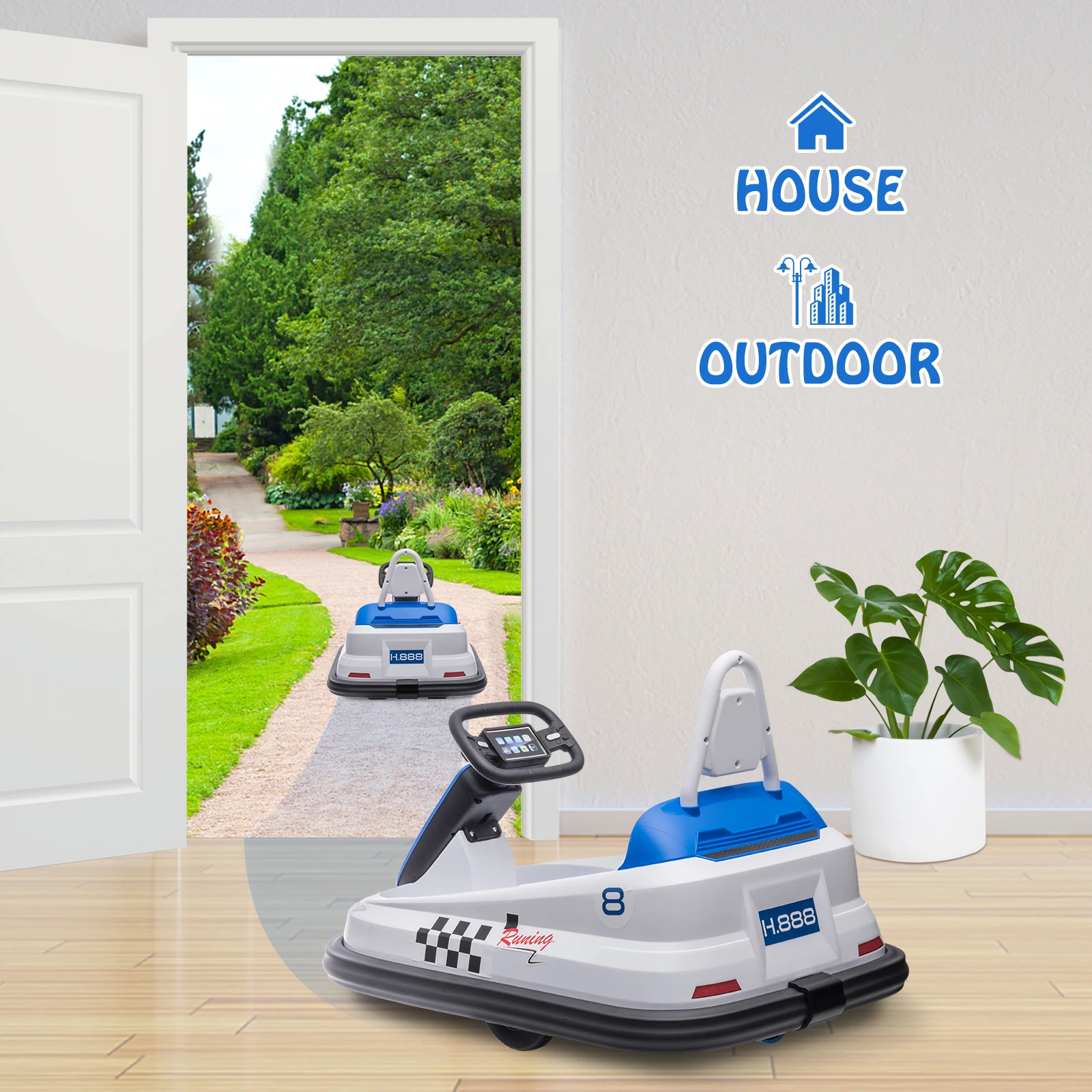 子供用電動バンパーカー 6V 乗用玩具 360度回転 °   ラバーガード デュアル15Wモーター ステアリングホイールコントロール 2速乗用玩具