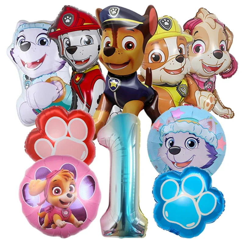 1 set Paw Patrol Cartoon Ryder Skye Chase Aluminum Foil Balloon Children's Birthday Decoration Party Supplies Toy Gift