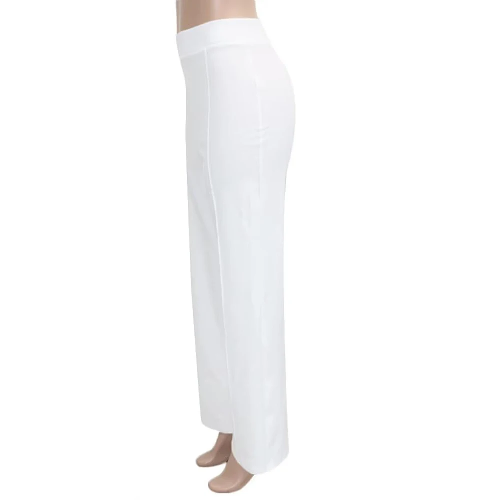 Womens Flared Trousers with High Waist Design Wide Leg Cut and Polyester Construction for Regular Length Everyday Wear