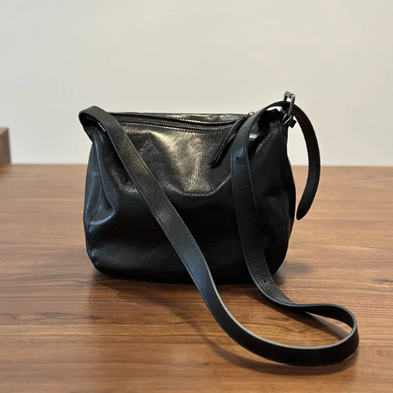 2026 new leather women's bag tide Europe and America fashion first layer cowhide bag Boston single shoulder handbag for women