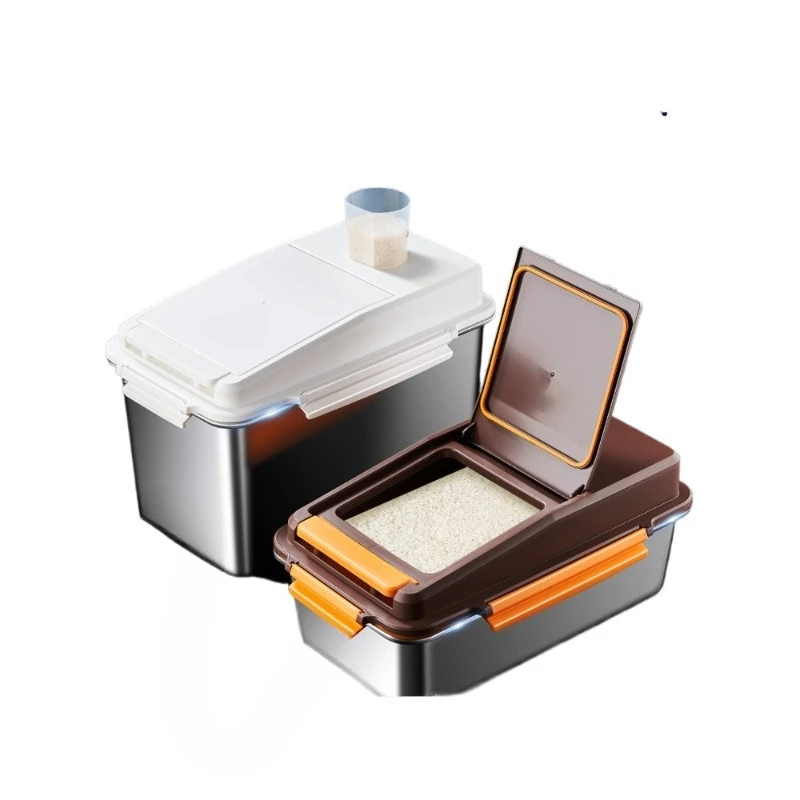 Sealed rice tank High-end rice bucket, household stainless steel insect-proof moisture-proof bucket Flour storage rice tank