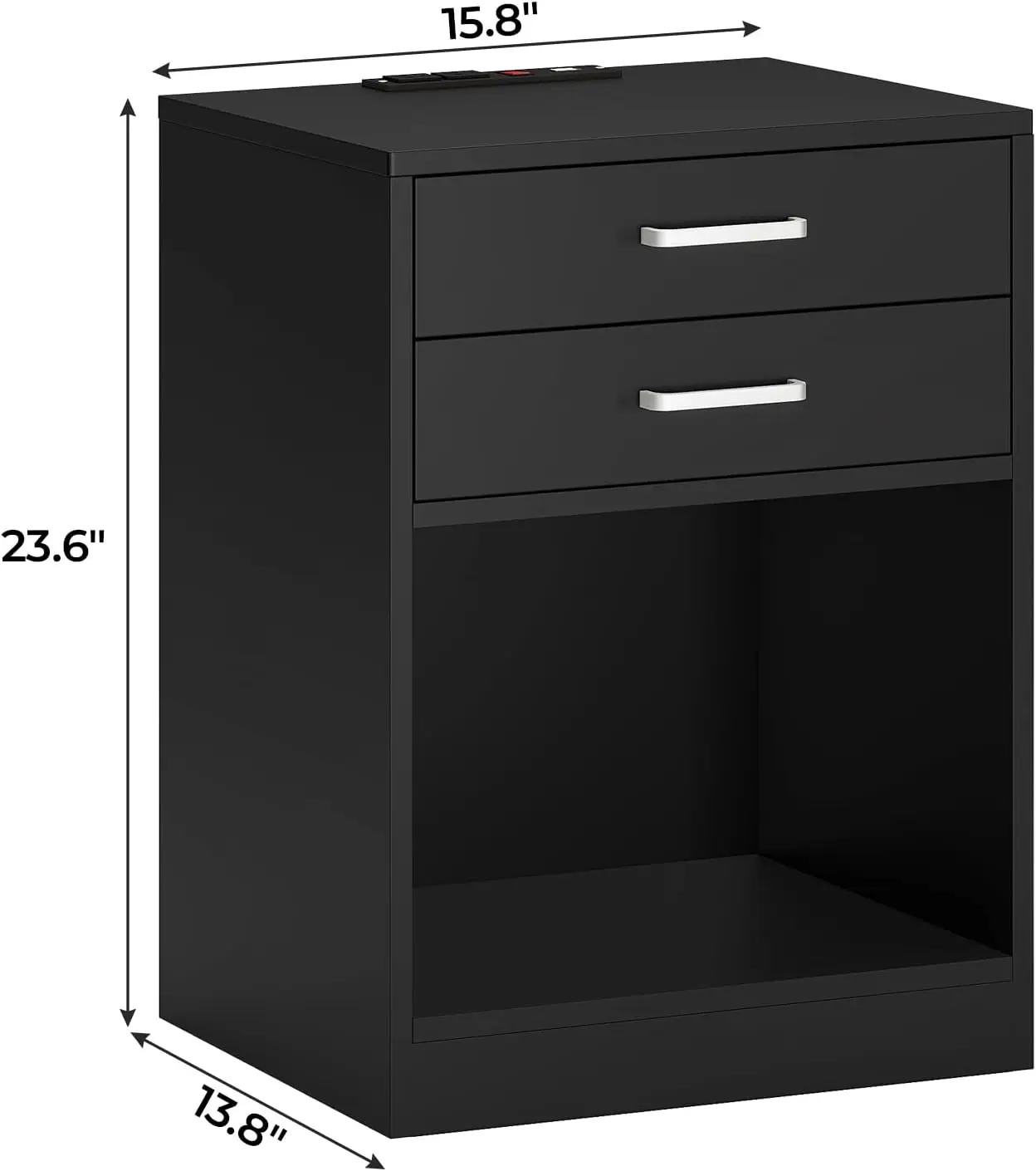 Night Stand Set 2,Black Nightstand with Charging Station & Drawers,Night Stands for Bedrooms Set of 2,Bedside Table with Drawers