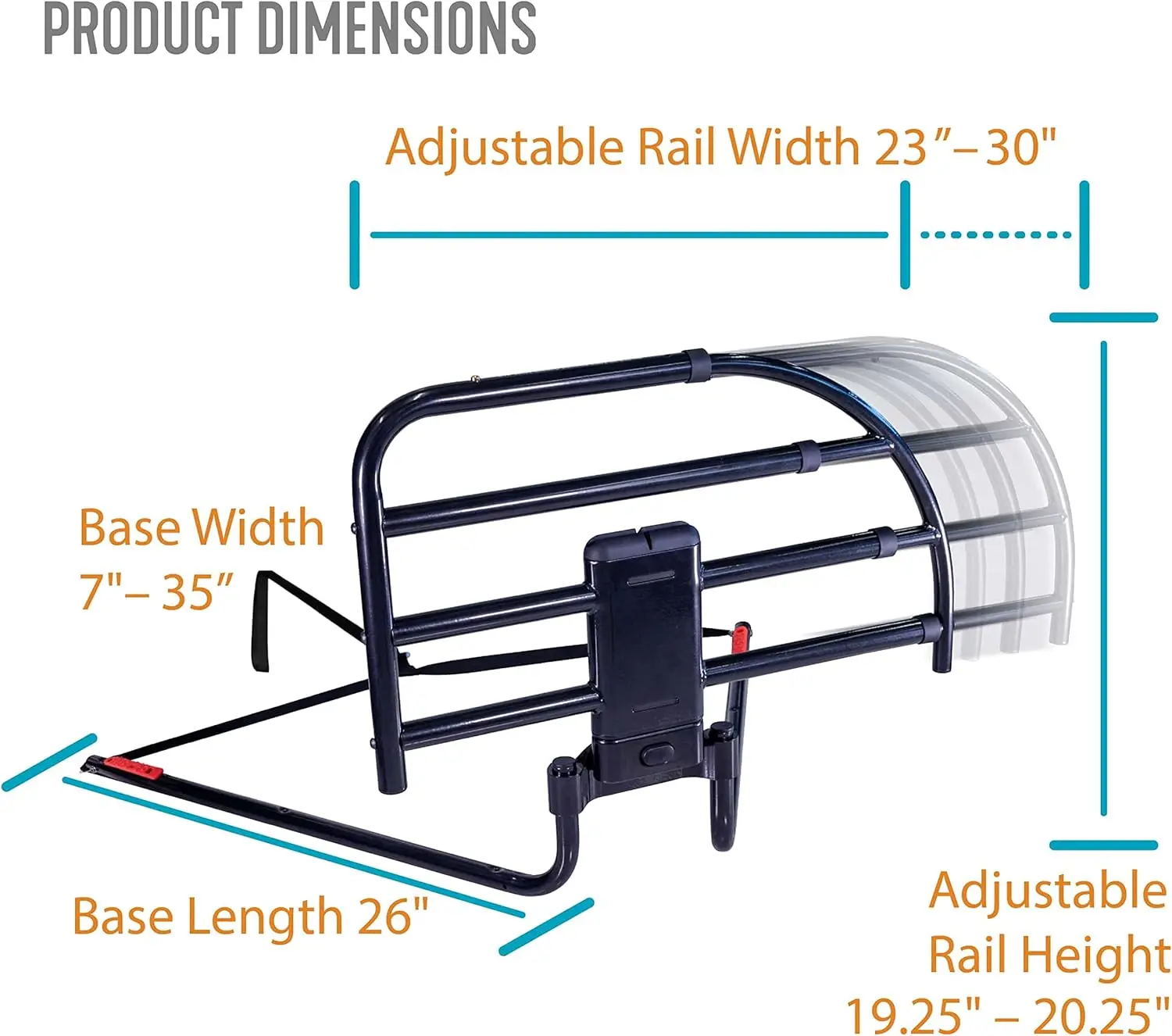 Able Life Click-N-Go Binario per letto allungabile, maniglia per letto rimovibile per anziani, binario di assistenza regolabile sicuro e facile da usare per