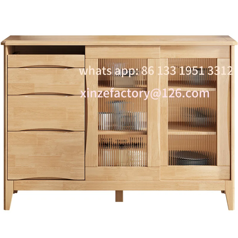 

Customizable Nordic solid wood dining side cabinet small apartment cabinet storage kitchen locker living room oak tea cabinet lo