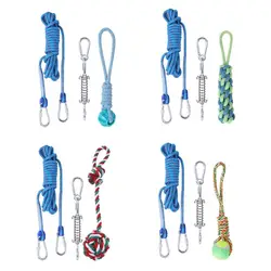 Bite Resistant Dog Spring Pole Toys 5M Cotton Rope Dog Teething Toy Dog Spring Pole Toys Tug Hanging Exercise Cotton Rope