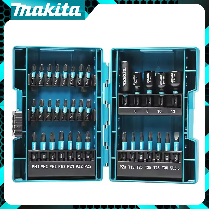 

Makita E-06638 Impact Driver Bit Socket 35Piece Hex Shaft Screwdriver Head Sleeve Set Carpentry Professional Tool Accessories