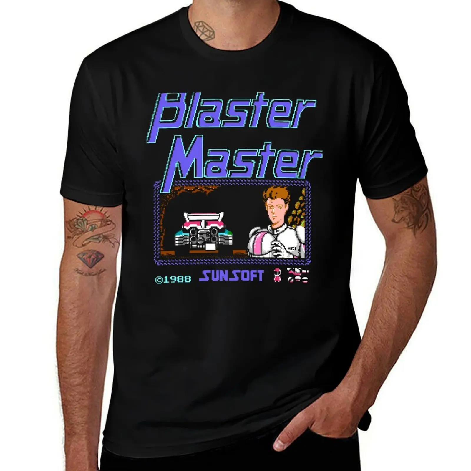 تي شيرت Blaster Master - 8 بت عنوان من PixelRetro تي شيرت للرجال من القطن مضحك تي شيرت رجالي جرافيك قطن تي شيرت رجالي #1