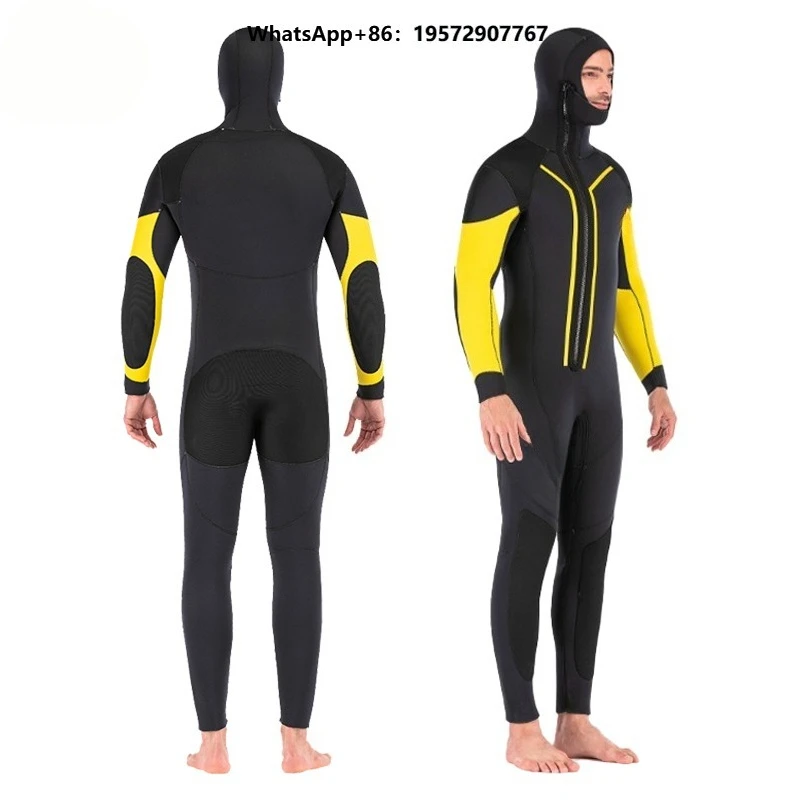 Custom 7MM High Quality Warm Waterproof Breathable Hood Fullbody Mens Diving Wetsuit Semi-Dry Suits