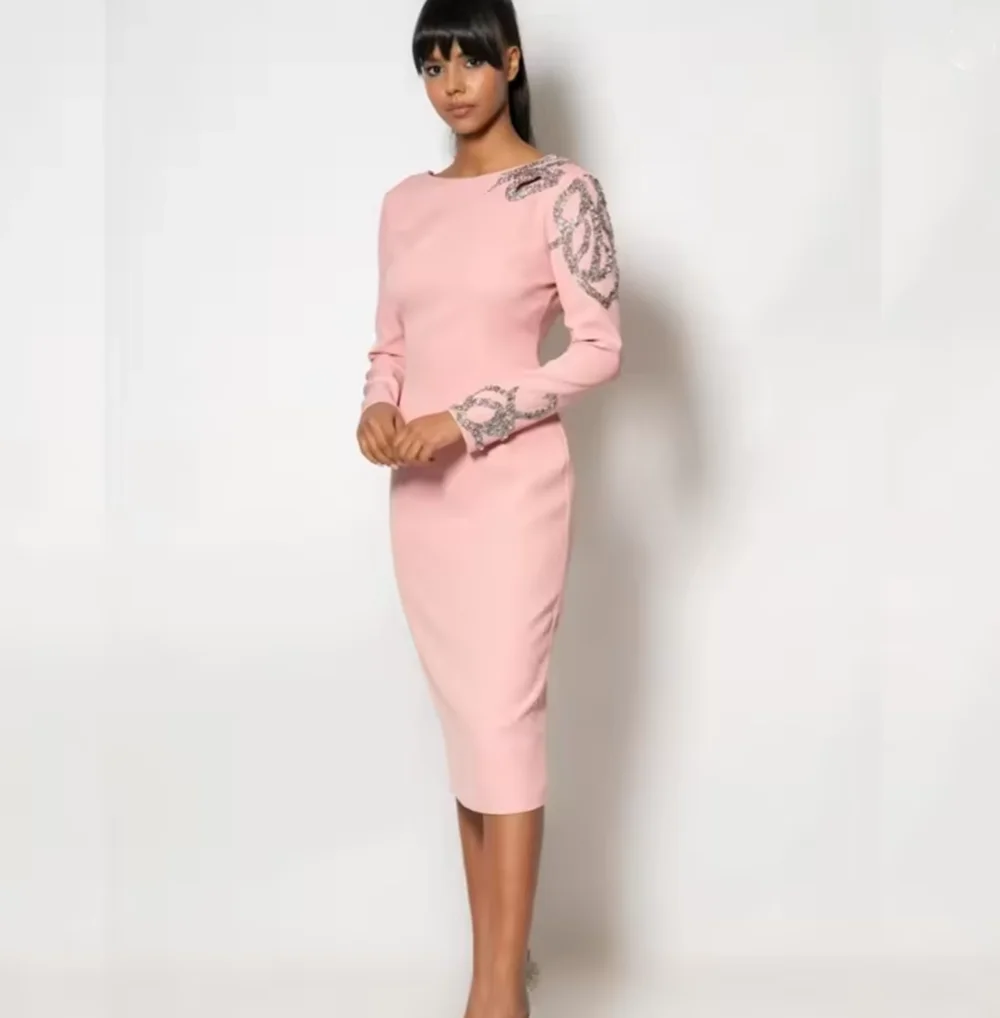 Jersey personalizado con lentejuelas, columna de quinceañera, cuello redondo, vestido de ocasión a medida, vestidos midi