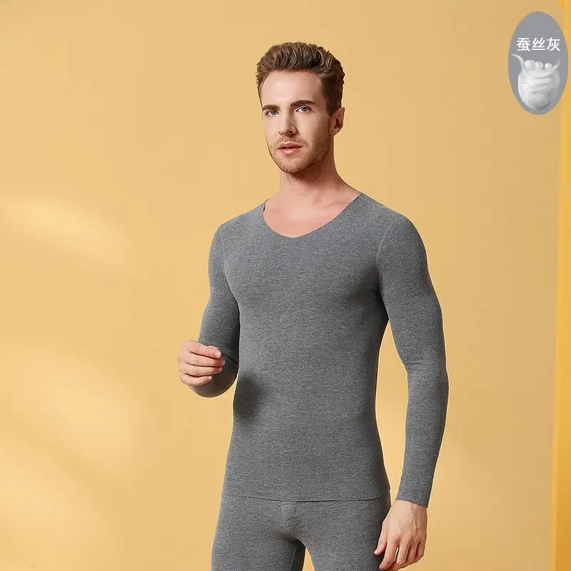 Men Thickening Slim Round Neck Double-sided Warm Vest Bottoming Shirt Underwear Winter Thermal Underwear