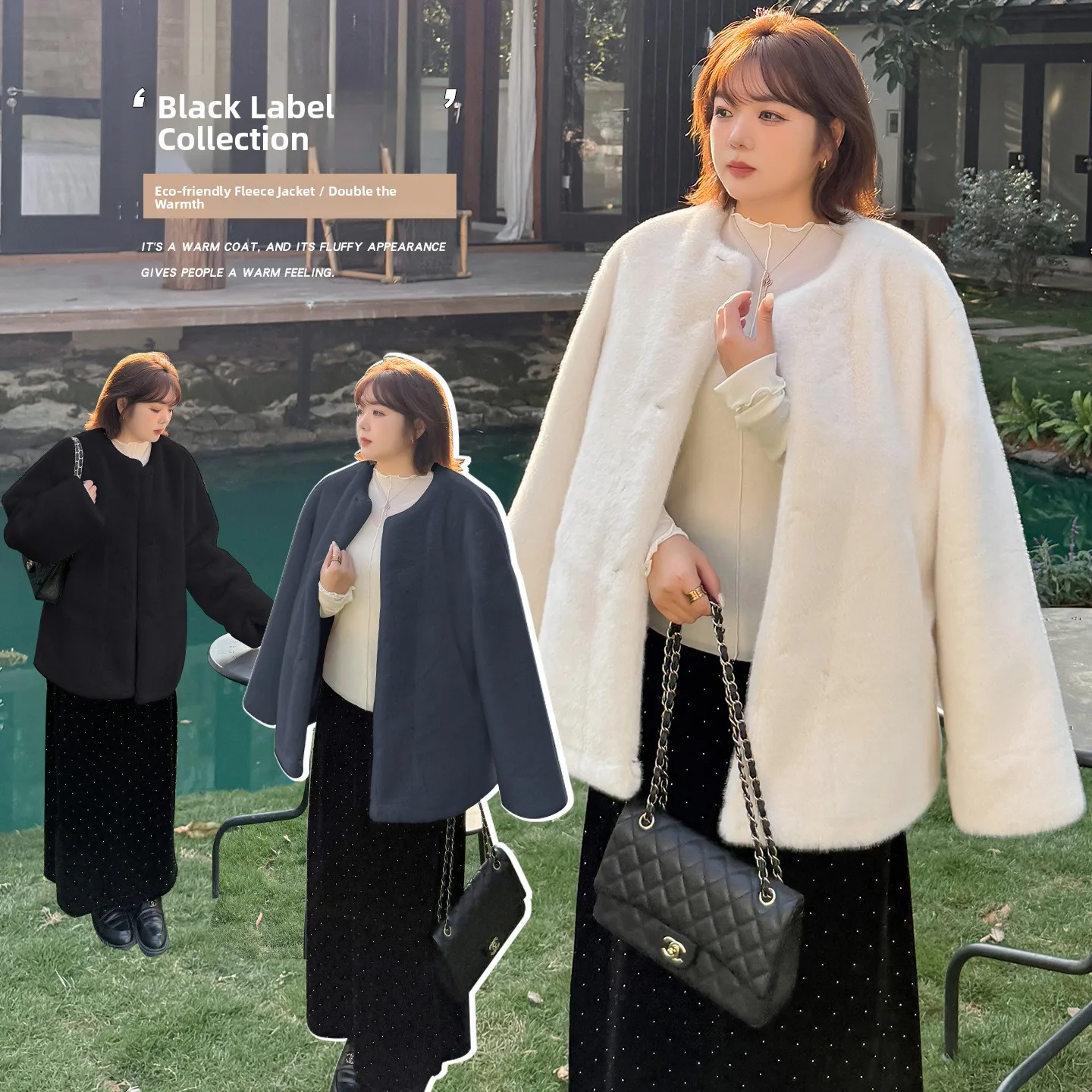 

Winter Thiened Long Sve round Ne Fur Jaet Eco-friendly Inteated Leather And Fur Outerwear Advanced Quali Coat