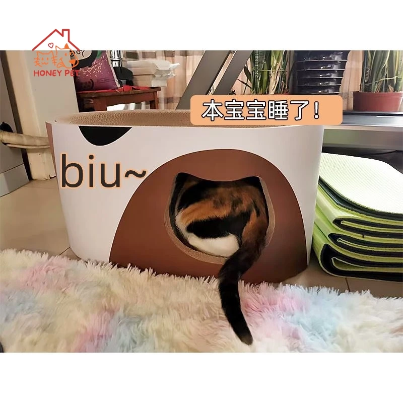 HONEY PET Double Layer Scratching Board Cat Nest Wear Resistant Extra Large Cat Claw Board Tunnel 1 Piece Scraper For Cats