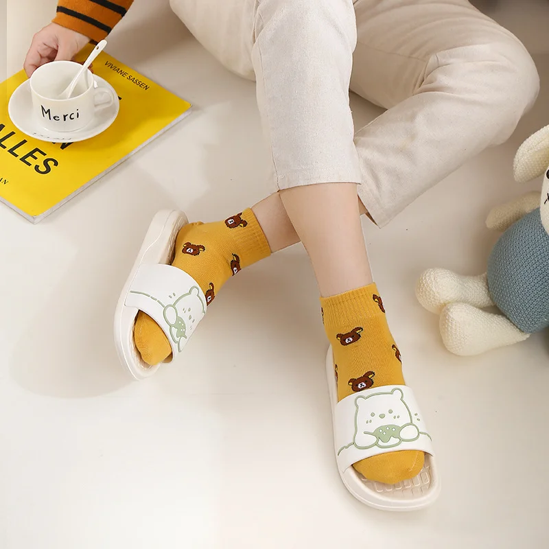 Woman Summer Beach Slides Cartoon Teddy bear women shoes Platform Cloud Sandal Flip Flops cute Non Slip Anti Skid Ladies new