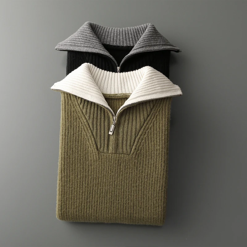 سترة صوفية للرجال، سترة رجالية ذات طية صدر السترة 2025 جديدة فضفاضة متماسكة للخريف والشتاء بأكمام كاملة للرجال 100% صوف أسترالي #5