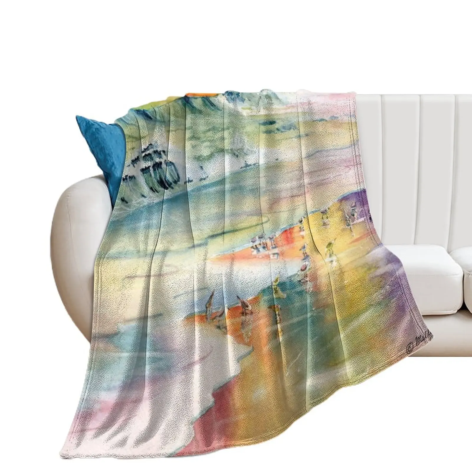 Shoreline Watercolor Throw Blanket anime Baby For Baby Blankets